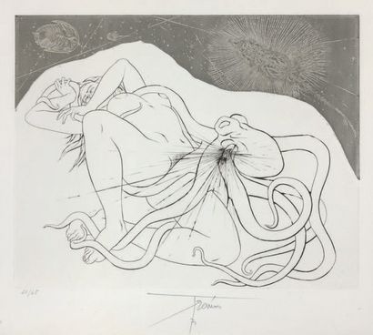 Pierre-Yves TREMOIS (né en 1921) 
La femme au poulpe.
Lithographie, signée au crayon...