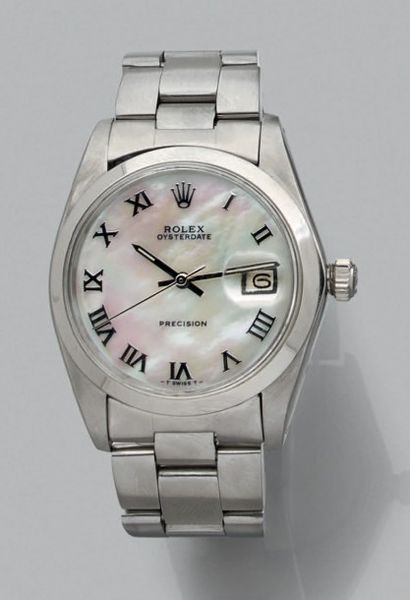 ROLEX, modèle Oyster Date Precision 
Montre bracelet de dame en métal, la montre...