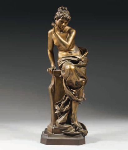 - Léopold BRACONY (actif vers 1892-1926) Echo Statuette en bronze à patine dorée...