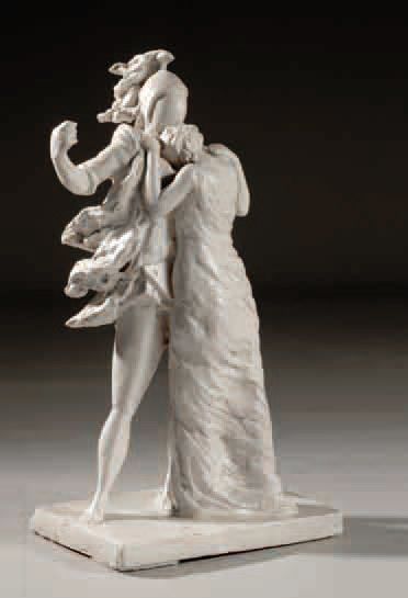 - Giorgio de CHIRICO (1888-1978) Hector et Andromaque Statuette en terre cuite émaillée...