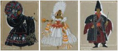 Jeanne CARRÉ Six projets de costumes pour "le chanteur de Mexico", au Théâtre du...