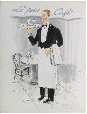 James RASSIAT (1909 - 1998) Maurice CHEVALIER en tenue de garcon de café dans "Le...