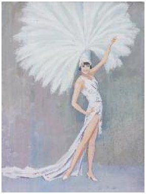 James RASSIAT (1909 - 1998) La Miss. Mistinguett en tenue de scène Gouache sur papier....