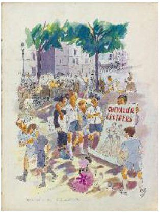 James RASSIAT (1909 - 1998) L'entrainement rue Sorbier. Maurice CHEVALIER, enfant,...
