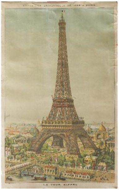 null Exposition Universelle de 1889 à Paris. Belle affiche lithographiée en couleurs...