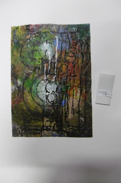 Ladislas KIJNO (1921-2012) Composition colorée
Papier froissé, signé en bas à gauche,...