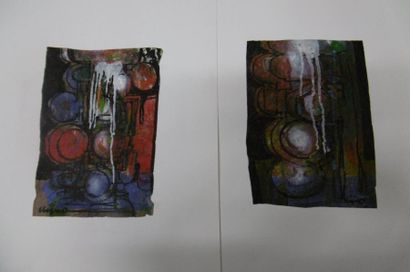 Ladislas KIJNO (1921-2012) Compositions colorées
Papiers froissés, signés en bas...