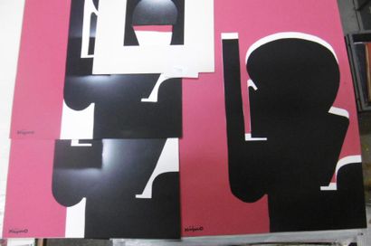 Ladislas KIJNO (1921-2012) Collages
Trois collages en rouge et noir, signés.
Un petit...