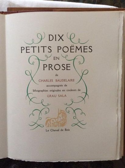 BAUDELAIRE Charles Dix petits poèmes en prose. Paris, Le cheval de bois, 1944. Lithographies...