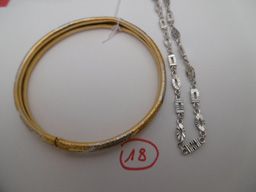 Bracelet - Bracelet rigide en or jaune et or gris 18K (750 millièmes). Poids : 19,9...