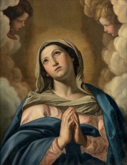 École ITALIENNE du début du XIXe siècle La Vierge en prière.
Huile sur toile.
Au...