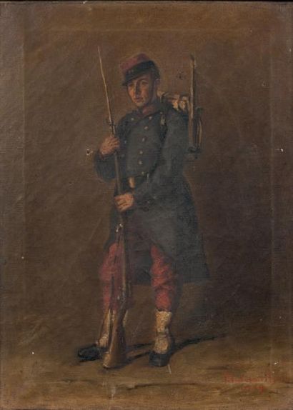 École de la fin du XIXe siècle Soldat d'infanterie de ligne, 1879
Huile sur toile,...