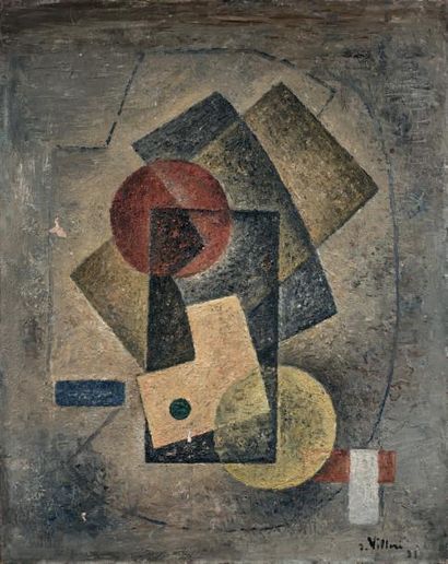 Jean VILLERI (1896-1982) Composition abstraite cubiste.
Huile sur toile signée et...