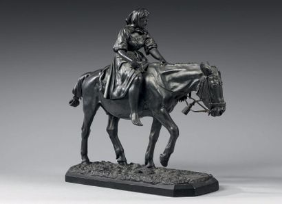 Nikolaï Iwanowitsch LIEBERICH (1828-1883) Paysanne à cheval, 1862-63.
Bronze patiné...