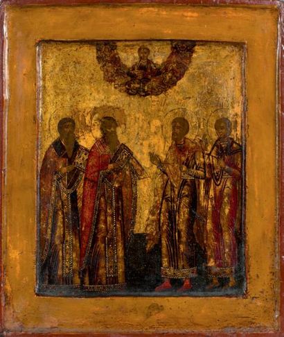 null ICÔNE d'origine russe de la fin du XVIIe siècle.
Figurant quatre saints choisis...