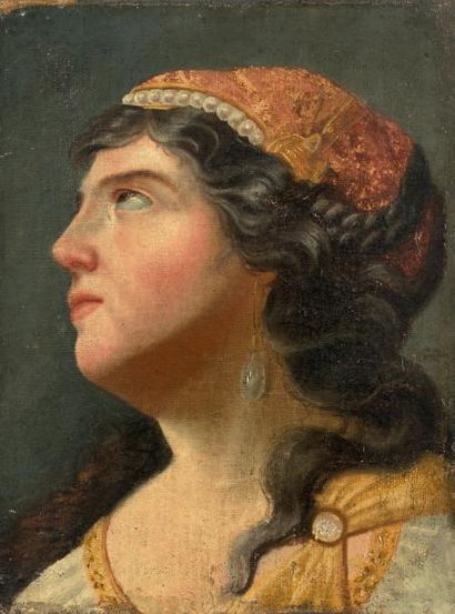 École Française du XVIIe siècle * Portrait de femme à la coiffure perlée
Huile sur...