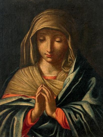 École FRANÇAISE du XVIIIe siècle * Vierge en prière
Huile sur toile.
35 x 27 cm....