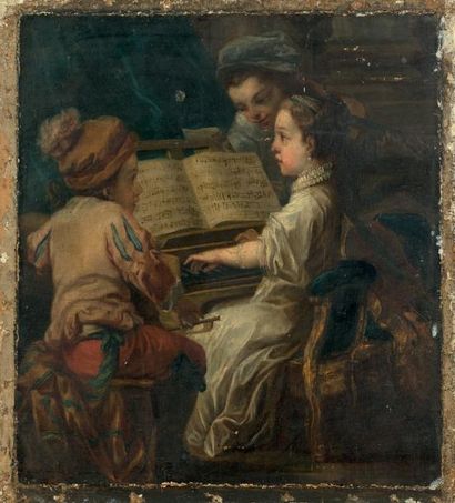 Carle VAN LOO (1705-1765) d'après * Enfant peintre et son modèle, enfant musicienne
Paire...