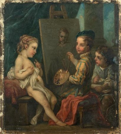 Carle VAN LOO (1705-1765) d'après * Enfant peintre et son modèle, enfant musicienne
Paire...