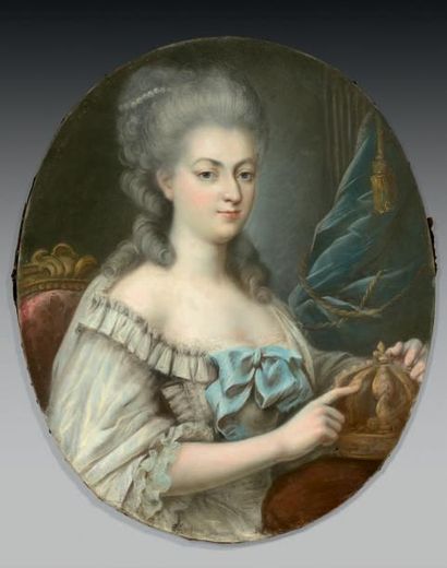 Ecole française dans le goût du XVIIIe siècle Portrait de Marie-Antoinette
Pastel...