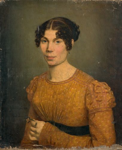 Adrienne Marie Louise GRANPIERRE-DEVERZY (1798-1869) * Portrait de femme tenant une...