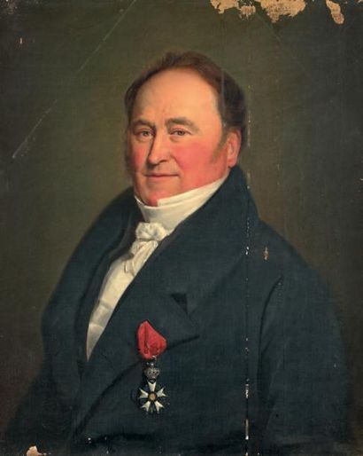 Ecole FRANCAISE, vers 1830 * Portrait d'homme à la Légion d'honneur
Huile sur toile.
64,7...