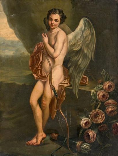 École FRANÇAISE de la première moitié du XIXe siècle * Cupidon fixant la corde de...