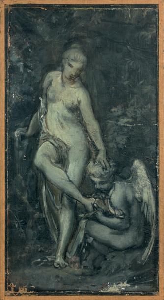École Française du XIXe siècle * Vénus et l'amour
Huile en grisaille sur toile.
29...