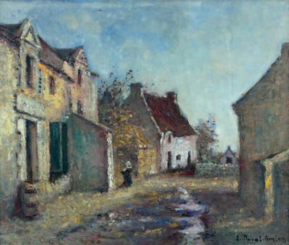 Léon DUVAL-GOZLAN (1853-1941) Rue de Village
Huile sur toile, signée en bas à droite.
54...