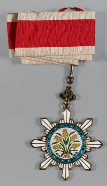 CHINE Ordre du Grain d'Or (1912-1929)
Étoile de Commandeur et sa cravate dans son...