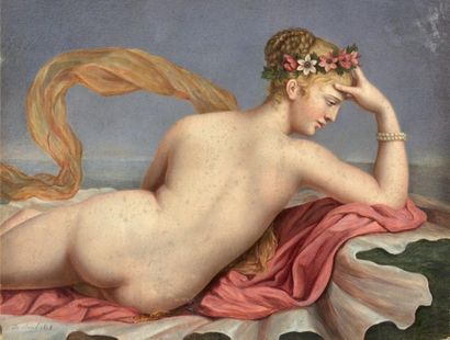 J. de BÉRIL * Vénus alanguie sur sa conque, 1818
Aquarelle sur papier, signée et...