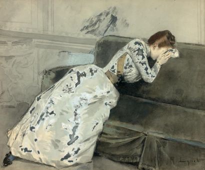 Albert LYNCH (1851-1912) Femme éplorée
Aquarelle, gouache et encre sur papier signée...