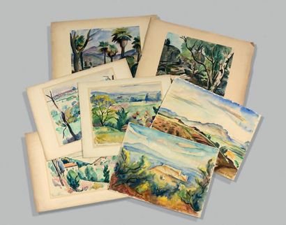 Fonds d'atelier Charles PICART LEDOUX (1881-1959) Paysages aux arbres, villages
Lot...