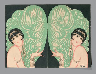 Louis Gaudin dit ZIG (1882-1936) Deux tracts annonçant les Dolly Sisters dans Paris-New-York,...