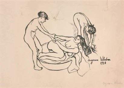 Suzanne VALADON (1865-1938) Trois femmes au tub
Estampe signée en bas à droite.
manque...