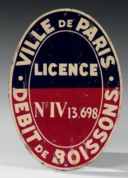 null Plaque de licence IV
Fer émaillé, de forme ovale, portant l’inscription en lettres...