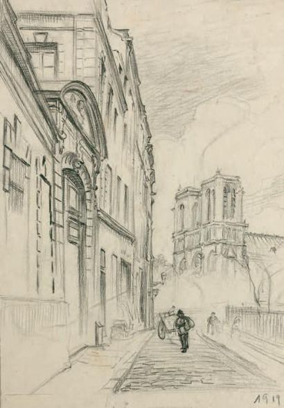 PIERRE-ANTOINE CLUZEAU Rue Saint Julien Le Pauvre, 1919
Crayon sur papier daté en...