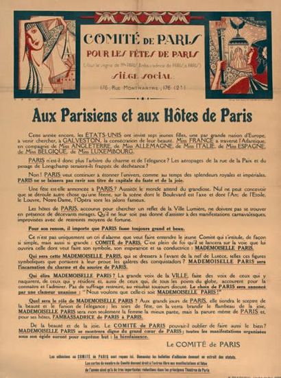 null Ensemble d'affiches. Comité de Paris, pour l'élection de Mademoiselle Paris,...