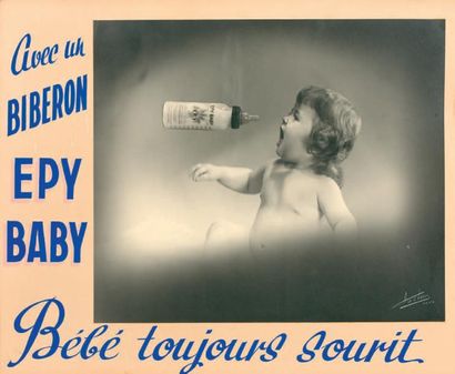 null Un biberon EPY BABY, bébé toujours sourit, circa 1960
Gouache et photographie...