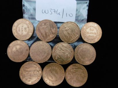 null Lot de 11 pièces de 20 francs en or, Génie de la République, Paris :

- 1 pice...