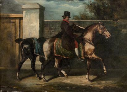 École FRANÇAISE du XIXe siècle, Suiveur de Théodore GERICAULT * Cavalier vêtu de...