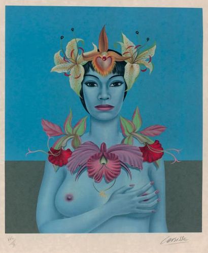 Félix Labisse (1905-1982) - Femme à la couronne de fleurs
Lithographie sur papier...