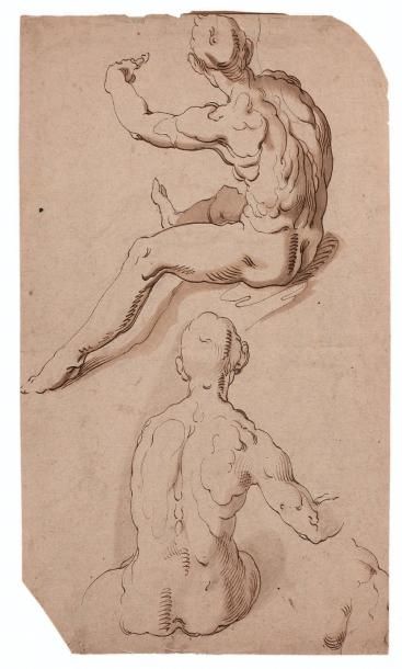 Abraham BLOEMAERT (Gorinchem 1564 - Utrecht 1651) * Feuille d'étude avec deux nus...