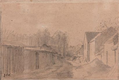 Jean-François MILLET (Gruchy 1814-Barbizon 1875) * Paysage avec des habitations
Crayon...