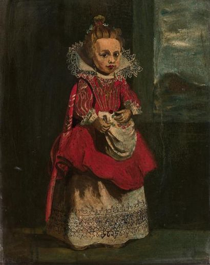 École Française du XIXe siècle Portrait de fillette à la Cour
Peinture sur verre.
33...