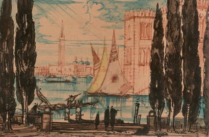 André MAIRE (1898-1984) Venise, vue de la place Saint-Marc
Dessin à l'encre et à...