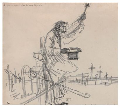 Alexandre STEINLEN (1859-1923) * L'homme des cimetières
Fusain portant le cachet...
