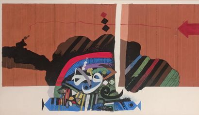 Dia AL AZZAWI (né en 1939) Composition, 1980
Gouache, crayon et pastel sur papier.
70...
