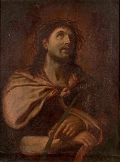 ECOLE FRANÇAISE DU XIXe Christ aux liens
Huile sur toile.
81 x 60 cm.
