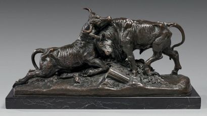 D'après Jean-Baptiste CLÉSINGER (1814-1883) Combat de taureaux
Sculpture en bronze...